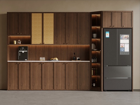  中古风酒柜 餐边柜3d模型 