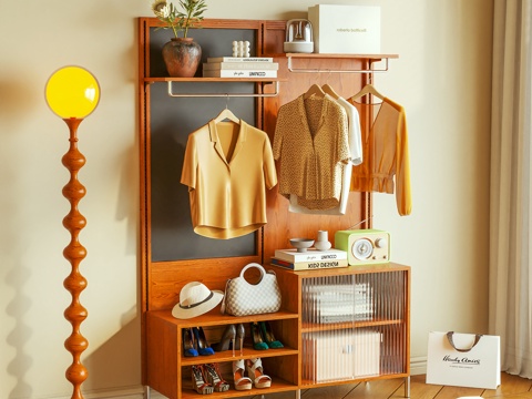  挂衣架 衣帽架 衣柜 鞋柜 服饰 摆件 置物柜3d模型 