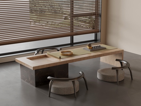 新中式小茶台su模型