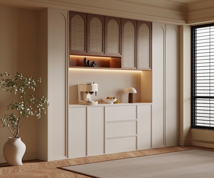 中古风餐边柜su模型