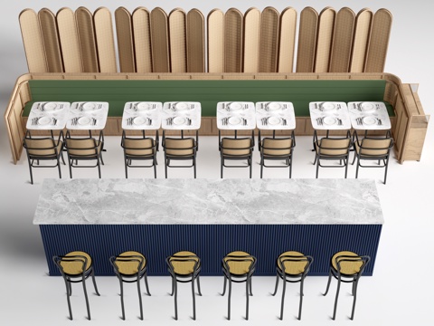 现代餐厅桌椅 餐饮桌椅 餐饮家具su模型