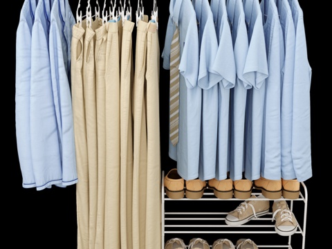  男士衣橱蓝色衬衫3d模型 