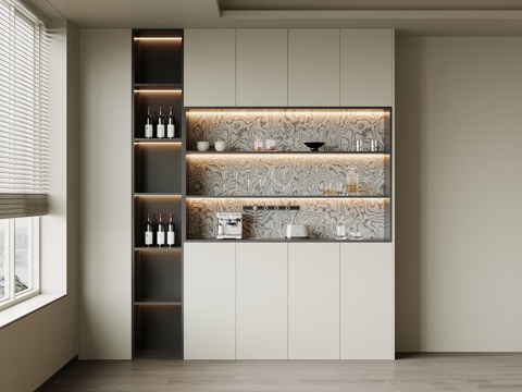 现代备餐柜su模型