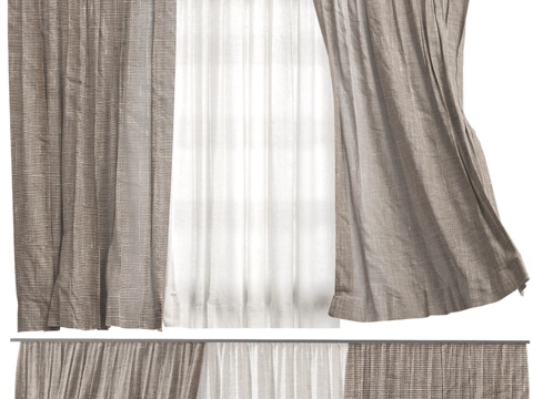  天然亚麻窗帘3d模型 