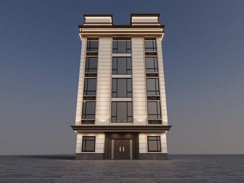  现代独栋别墅 别墅建筑外观 自建房3d模型 