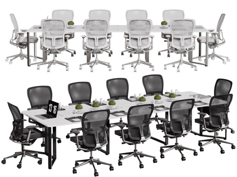 现代会议桌椅 洽谈桌椅 办公桌椅su模型