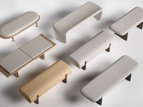 现代床尾凳 沙发凳su模型