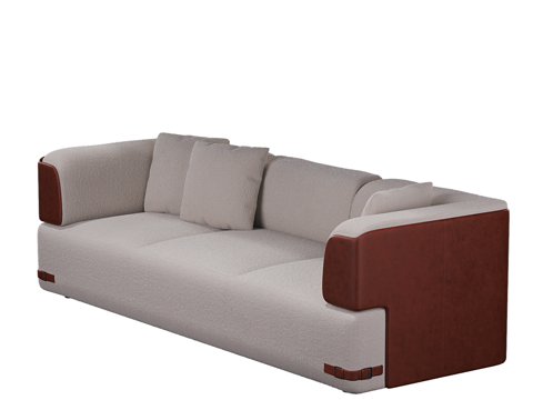  现代简约双人沙发 双人沙发 简约沙发 客厅沙发  抱枕3d模型 