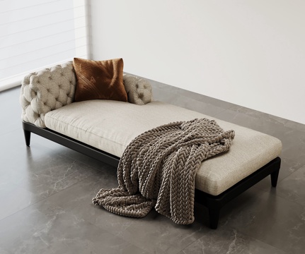  现代贵妃椅 床尾凳 换鞋凳3d模型 