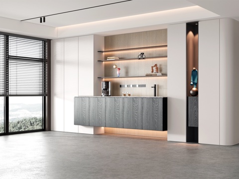  现代风格餐边柜  装饰摆件 高定酒柜3d模型 