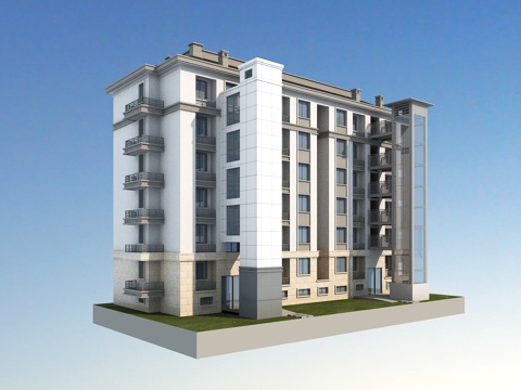  建筑住宅  联排建筑 小区电梯3d模型 