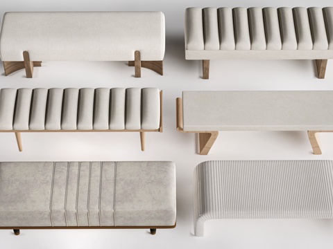 现代床尾凳 沙发凳su模型