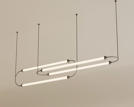 现代意式吊灯 长条吊灯 餐厅吊灯su模型