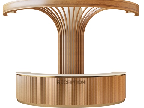  带木条装饰柱与接待区3d模型 