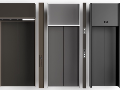 现代电梯厅 电梯门 电梯间su模型