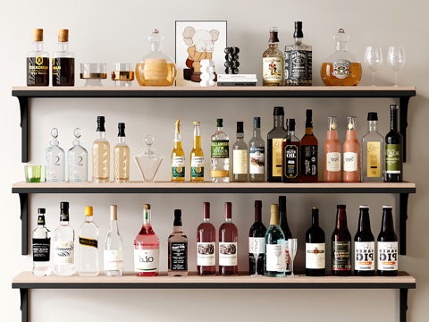 现代酒瓶 酒具 红酒 酒瓶酒杯su模型