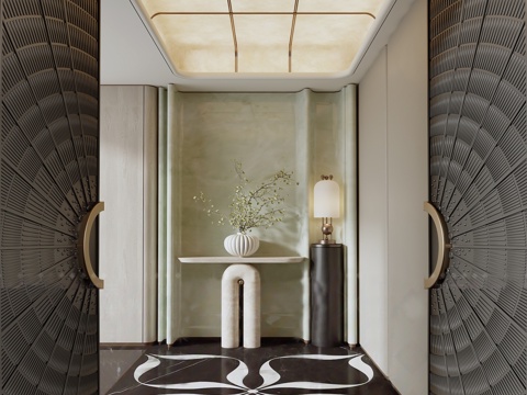  轻奢风玄关3d模型 