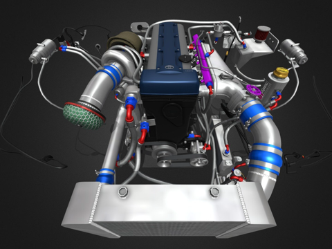  丰田 2JZ GTE 发动机3d模型 