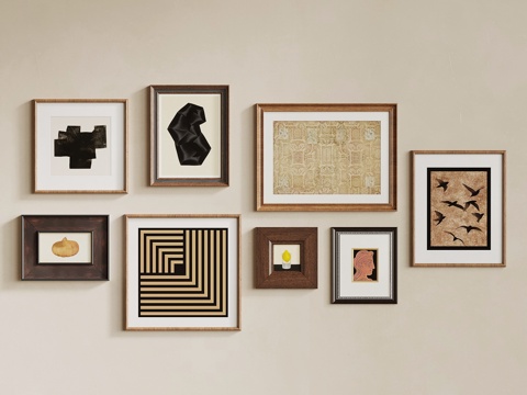 法式复古装饰画 挂画 中古装饰画su模型