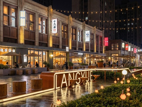 现代极简商业外摆 现代商业街 现代商业外摆 沿街商业外摆su模型