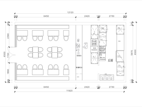 汉堡店装修施工图cad施工图