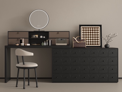  法式中古梳妆台 复古梳妆台3d模型 