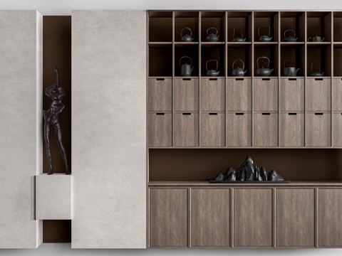 新中式博古架 装饰架 置物架 陈列架su模型