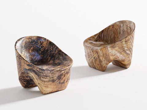  侘寂风休闲椅3d模型 