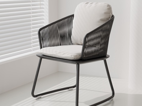 现代休闲椅 藤编休闲椅su模型