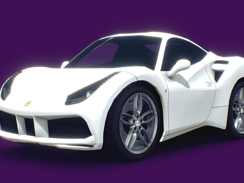  现代卡通跑车3d模型 