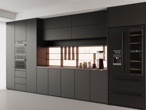  现代意式酒柜 餐边柜su模型 