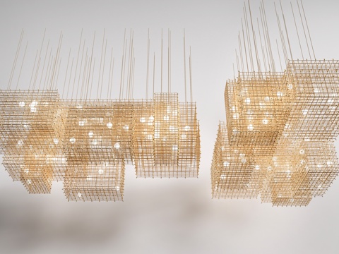 新中式吊灯 铁艺吊灯 工装吊灯su模型