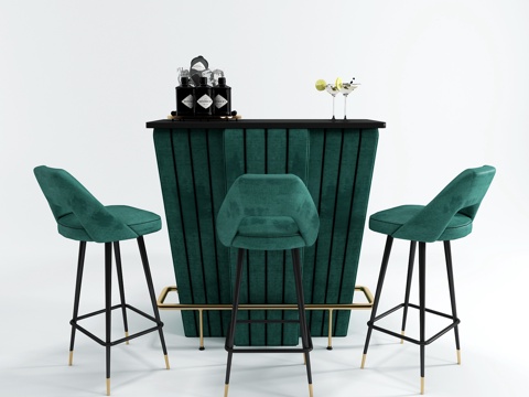  现代吧台椅组合3d模型 