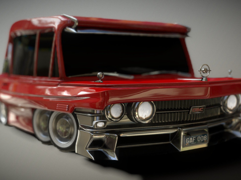  复古旅行车 卡通汽车3d模型 