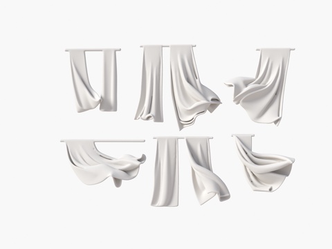  窗帘 飘逸窗帘 飘动的窗帘 现代窗帘 风吹窗帘 布帘3d模型 