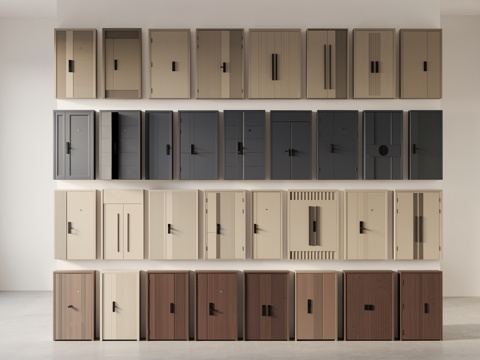 现代防盗门 入户门 子母门 智能门 指纹门 智能锁 电子锁su模型