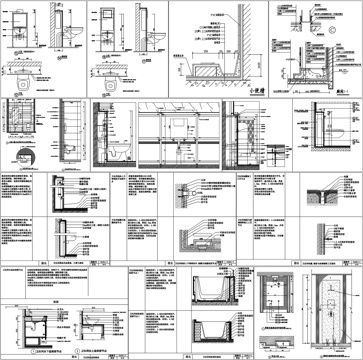 不锈钢地漏卫生间地漏坐便器小便斗浴缸洗手台盆详图节点CAD素cad施工图