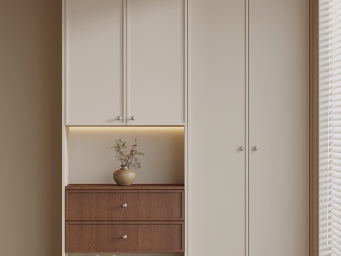 现代中古风玄关柜 鞋柜su模型