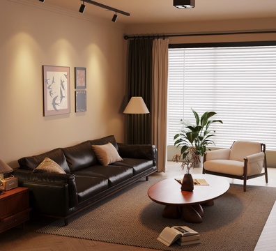  法式复古客厅 沙发茶几组合3d模型 