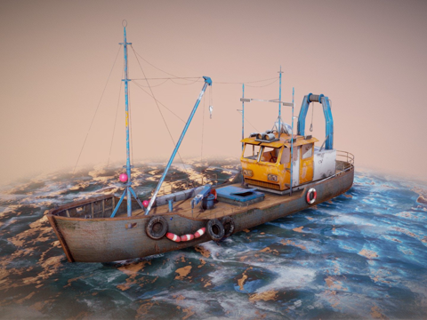  旧渔船3d模型 