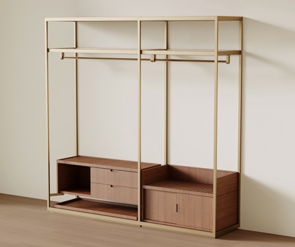 中古风衣架 新中式衣架su模型