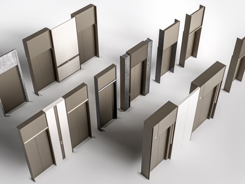 现代电梯厅 电梯门 电梯轿厢 升降电梯su模型