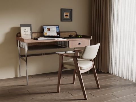  中古风书桌椅3d模型 