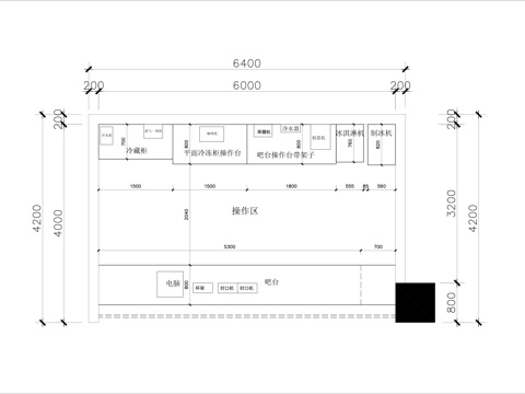 奶茶店装修施工图cad施工图