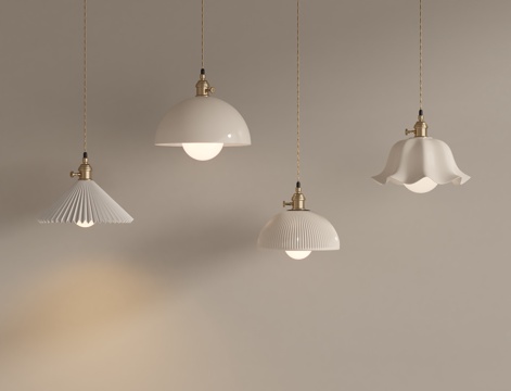 法式奶油吊灯su模型