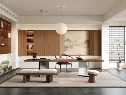  新中式中式茶室 宋式风茶室3d模型 