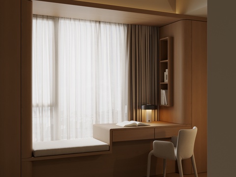 现代飘窗书桌su模型