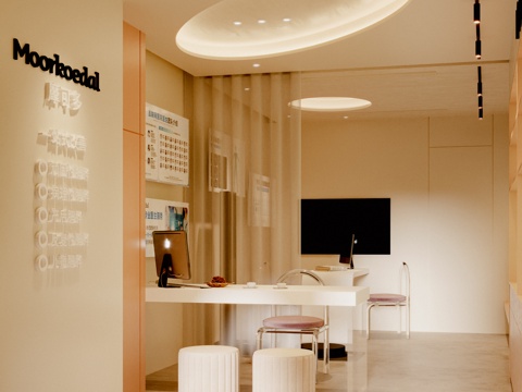  奶油风美容院 现代法式健身美容3d模型 