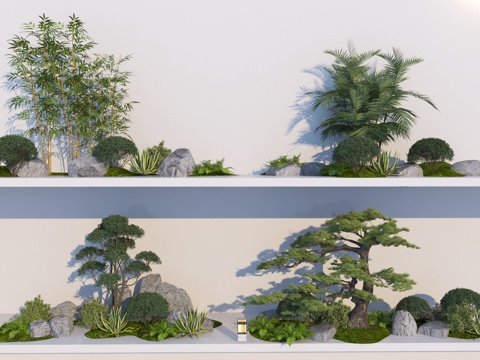  现代植物组合3d模型 