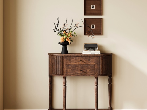  法式复古玄关柜 边柜 走廊储物柜3d模型 